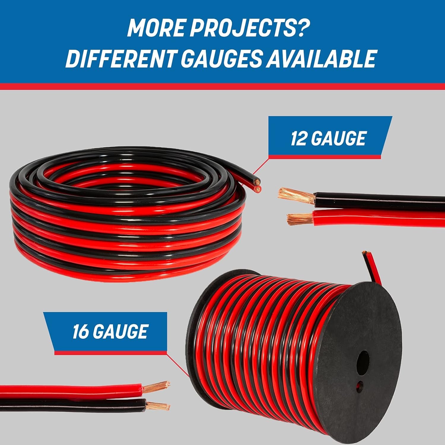 16 Gauge Wire (16 AWG) - 100 Foot, Pure Copper, Stranded Electrical Wiring for Speaker, Automotive, Trailer, Stereo and Home Theater Applications - Red/Black